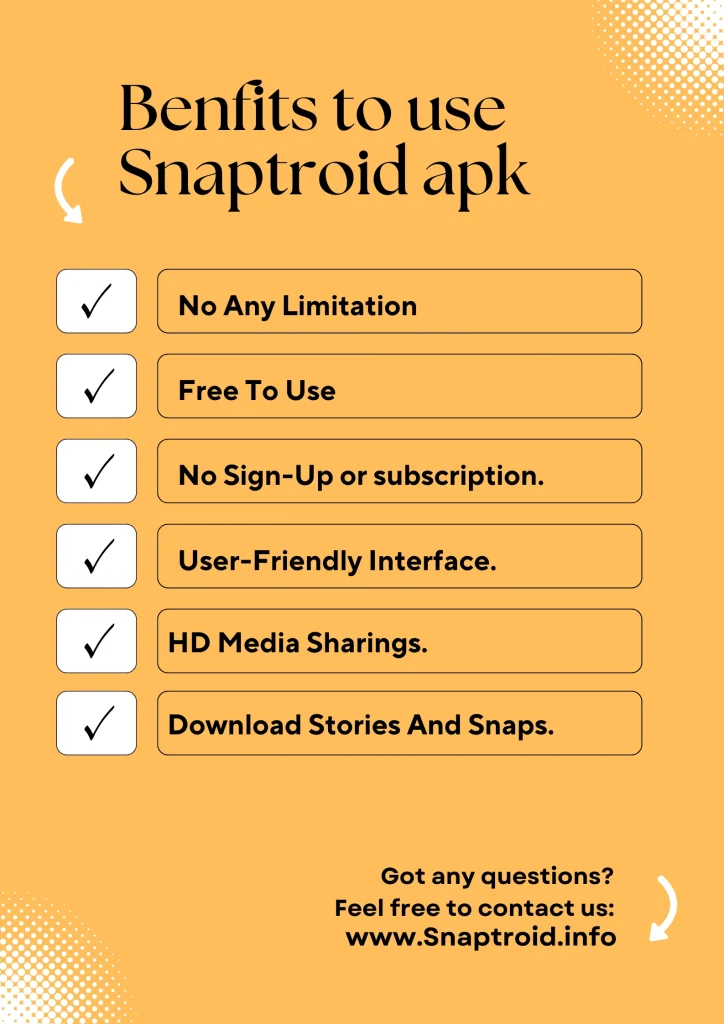Snaptroid APK benefits - infographics